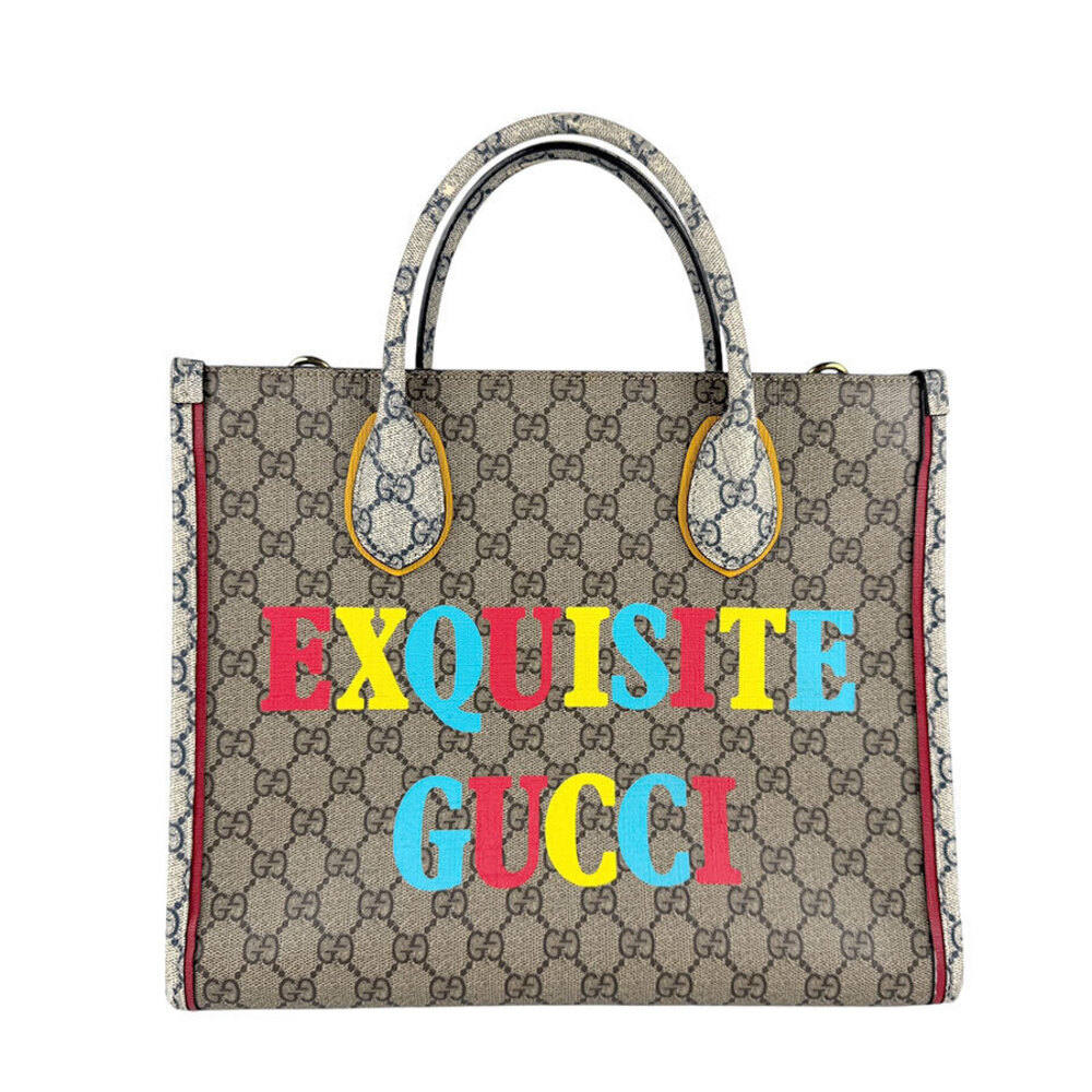 Gucci Exquisite GG Supreme Canvas Multicolor 2Way Shoulder Bag Brown